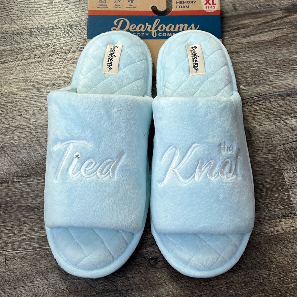 Dearfoams Bridal Wedding Blue Slippers for Women XL 11-12 US Shoe NEW